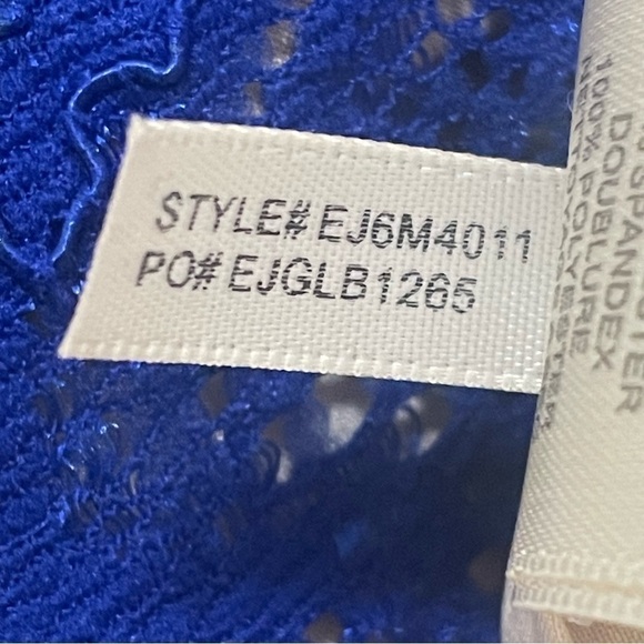 Eliza J Cobalt Blue Floral Lace Bell Sleeve Shift Dress Sz 4 - Picture 9 of 10